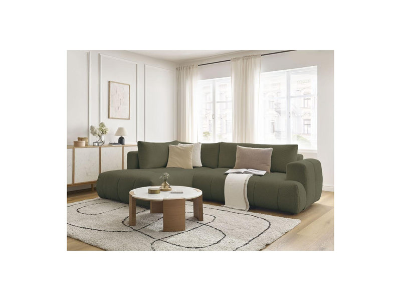 Canapé D'Angle L Convertible - Fuji - Tissu Bouclette - Angle Gauche