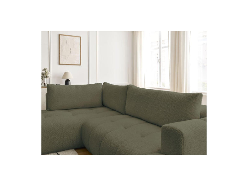 Canapé D'Angle L Convertible - Fuji - Tissu Bouclette - Angle Gauche