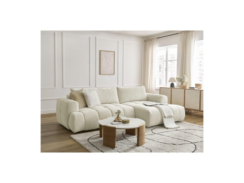 Canapé D'Angle Convertible - Fuji - Tissu Lisse - Angle Droit