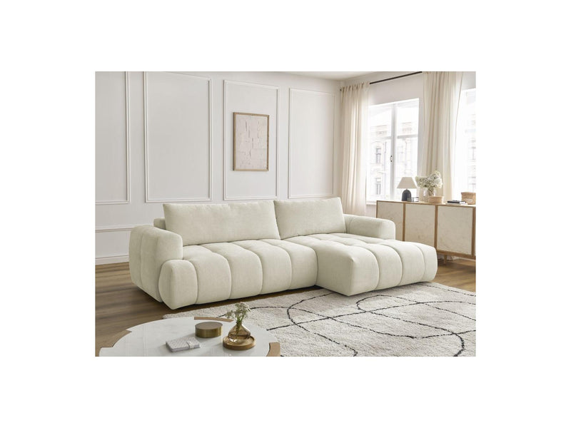 Canapé D'Angle Convertible - Fuji - Tissu Lisse - Angle Droit