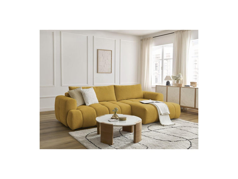 Canapé D'Angle Convertible - Fuji - Tissu Lisse - Angle Droit