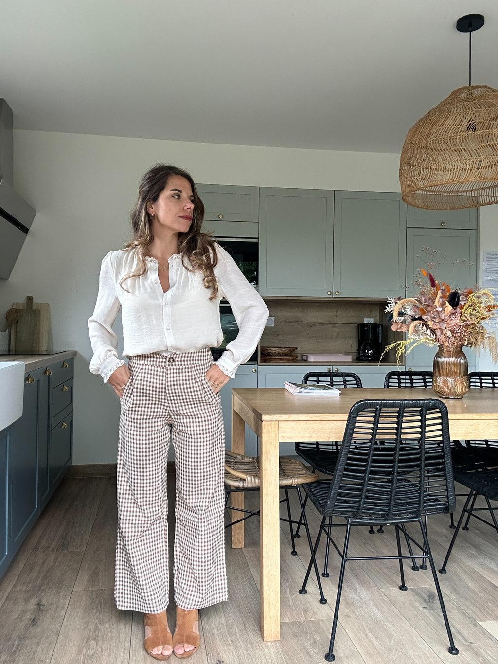 Camel Vichy Check Trousers