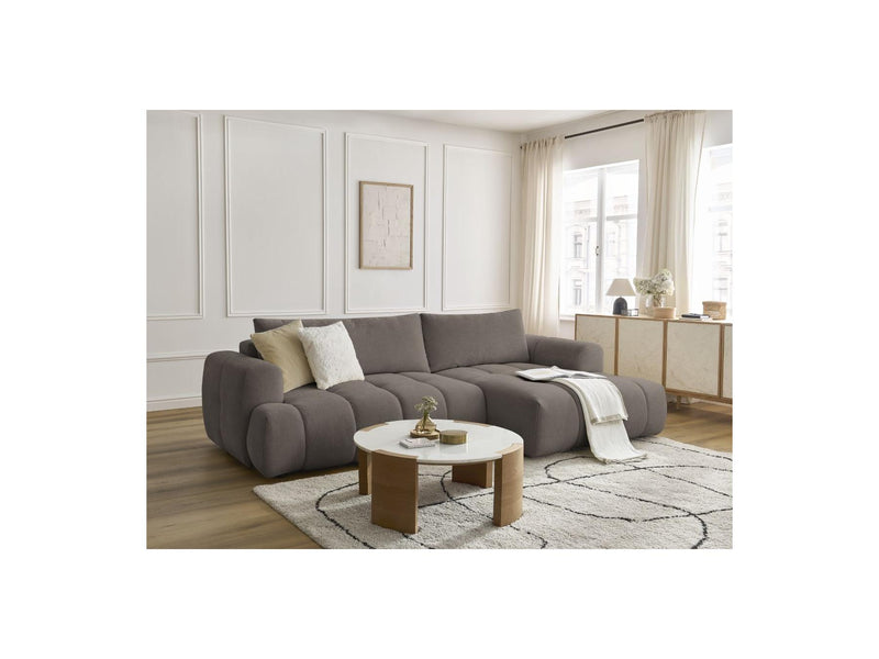 Canapé D'Angle Convertible - Fuji - Tissu Lisse - Angle Droit