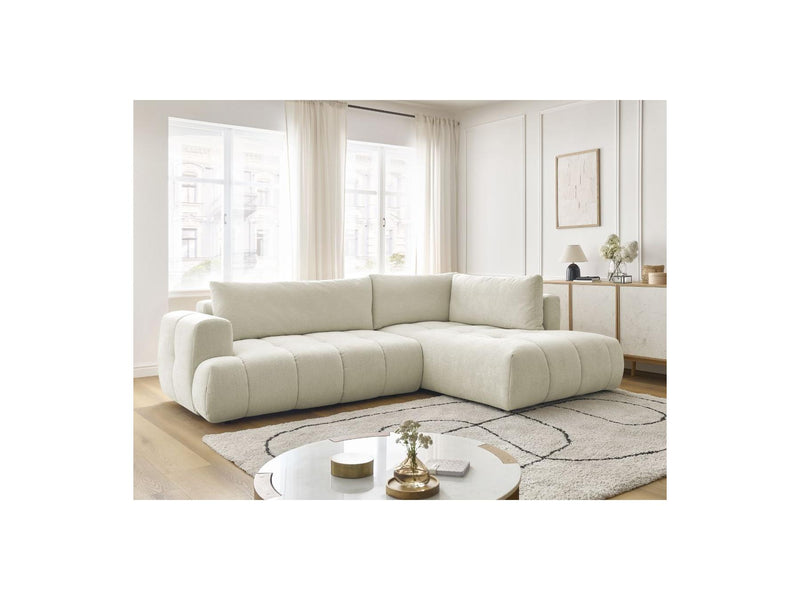 Canapé D'Angle L Convertible - Fuji - Tissu Lisse - Angle Droit