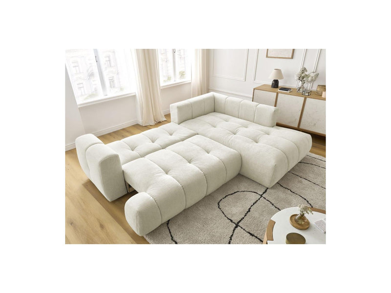 Canapé D'Angle L Convertible - Fuji - Tissu Lisse - Angle Droit