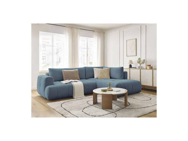 Canapé D'Angle L Convertible - Fuji - Tissu Lisse - Angle Droit