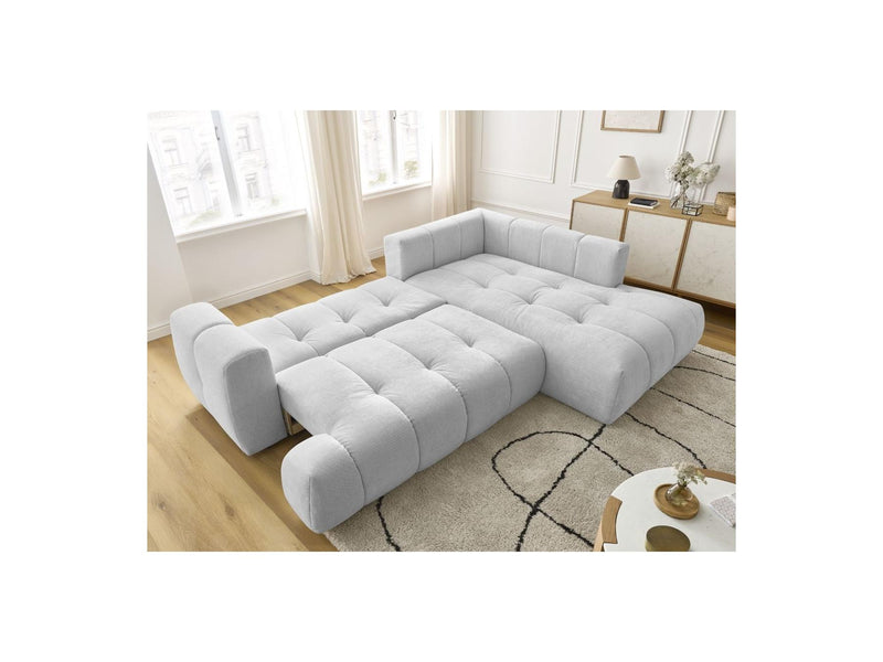 Canapé D'Angle L Convertible - Fuji - Tissu Lisse - Angle Droit