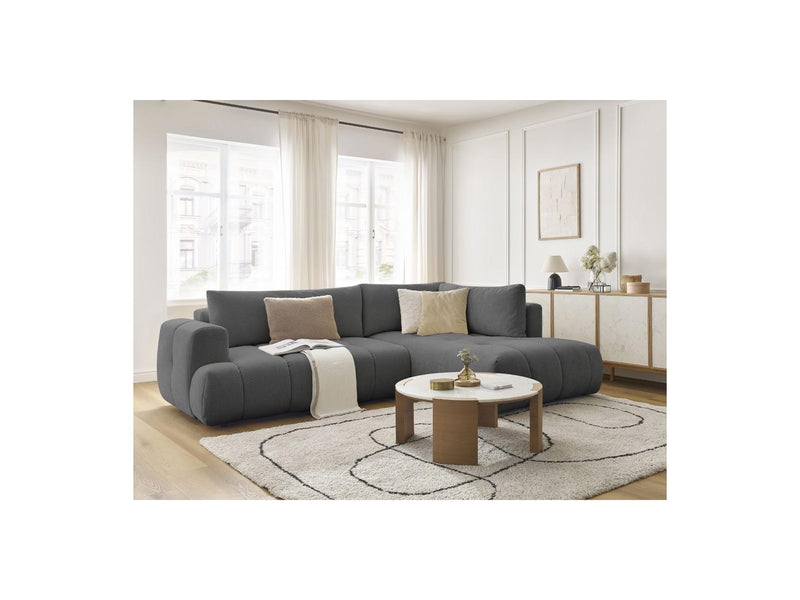 Canapé D'Angle L Convertible - Fuji - Tissu Lisse - Angle Droit