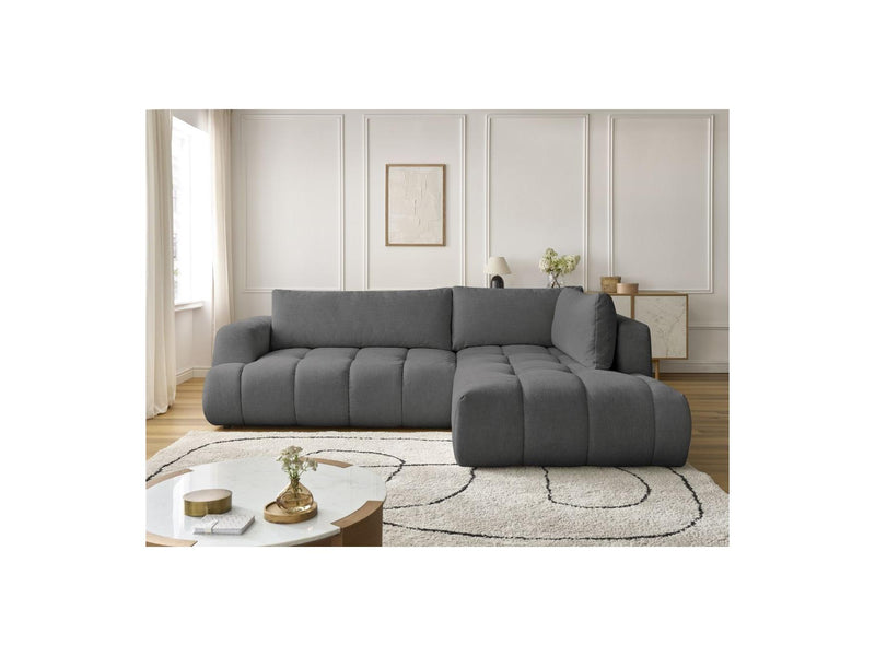 Canapé D'Angle L Convertible - Fuji - Tissu Lisse - Angle Droit