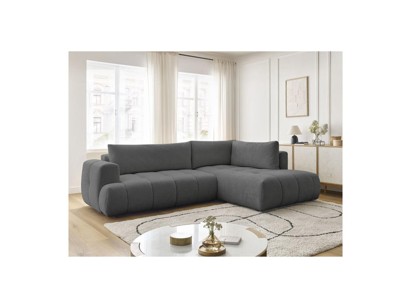 Canapé D'Angle L Convertible - Fuji - Tissu Lisse - Angle Droit