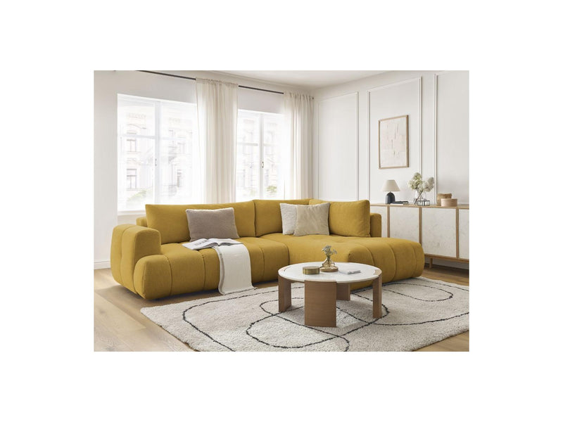 Canapé D'Angle L Convertible - Fuji - Tissu Lisse - Angle Droit