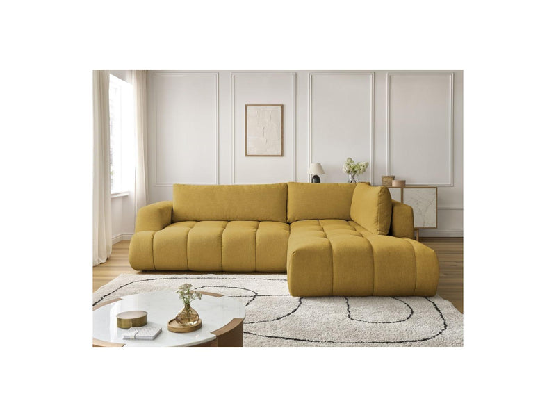 Canapé D'Angle L Convertible - Fuji - Tissu Lisse - Angle Droit