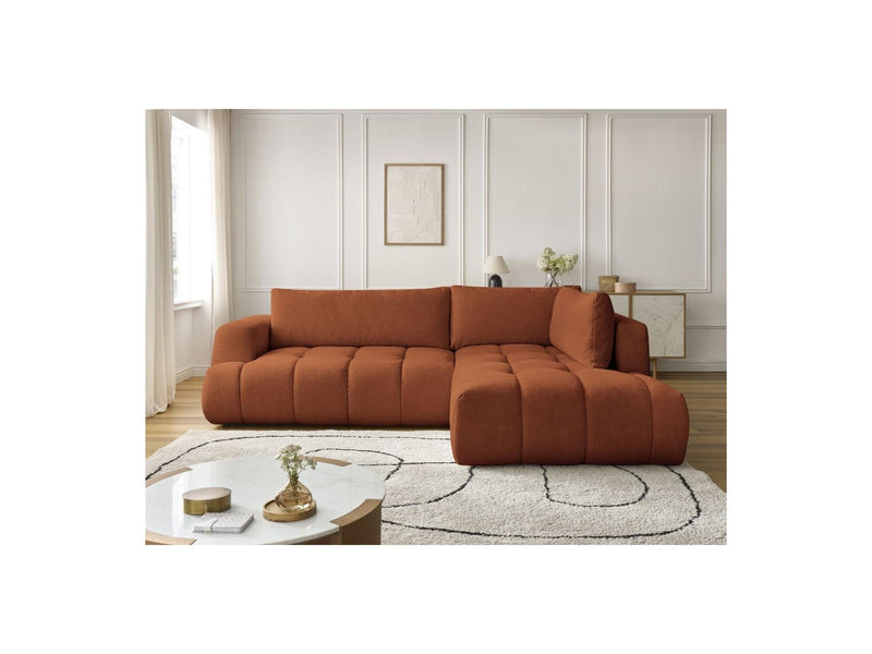 Canapé D'Angle L Convertible - Fuji - Tissu Lisse - Angle Droit