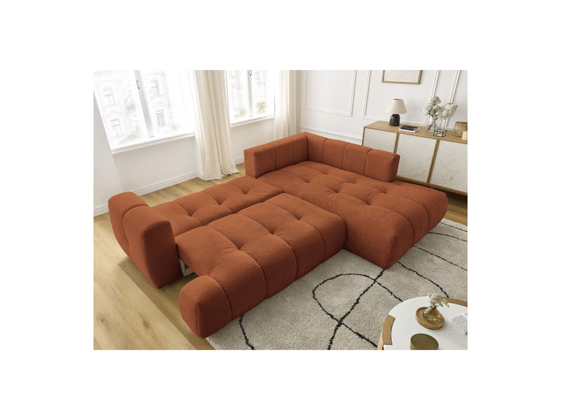 Canapé D'Angle L Convertible - Fuji - Tissu Lisse - Angle Droit