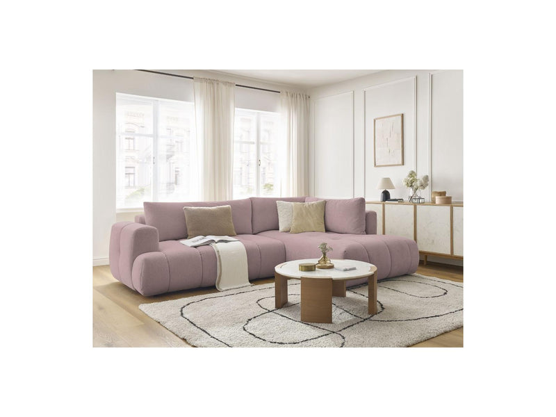 Canapé D'Angle L Convertible - Fuji - Tissu Lisse - Angle Droit