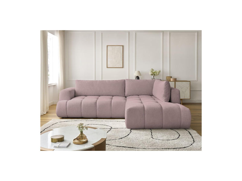 Canapé D'Angle L Convertible - Fuji - Tissu Lisse - Angle Droit