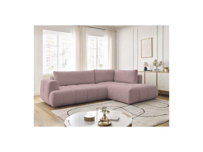 Canapé D'Angle L Convertible - Fuji - Tissu Lisse - Angle Droit