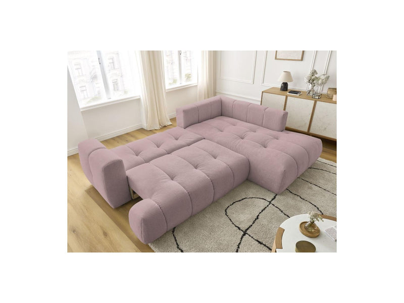 Canapé D'Angle L Convertible - Fuji - Tissu Lisse - Angle Droit