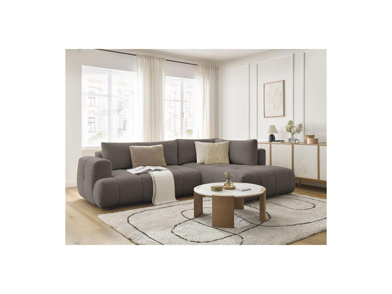 Canapé D'Angle L Convertible - Fuji - Tissu Lisse - Angle Droit