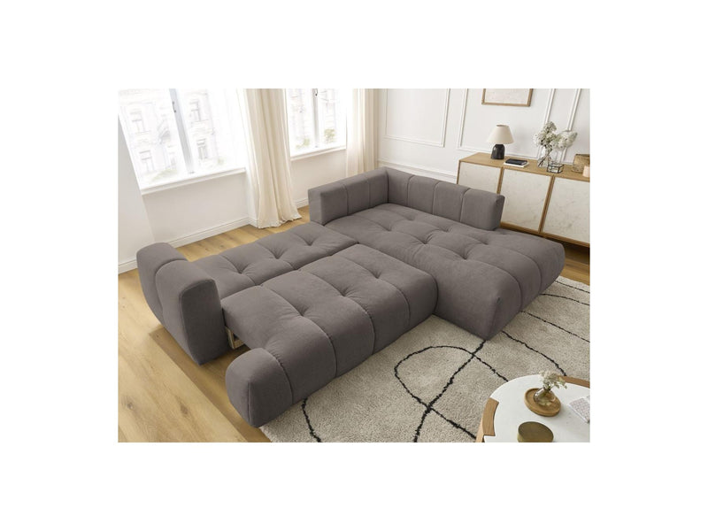 Canapé D'Angle L Convertible - Fuji - Tissu Lisse - Angle Droit