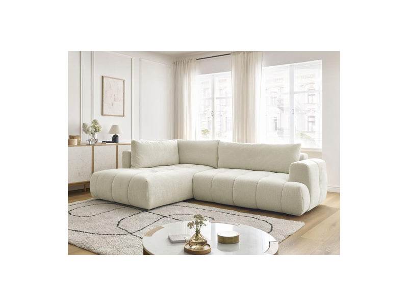 Canapé D'Angle L Convertible - Fuji - Tissu Lisse - Angle Gauche