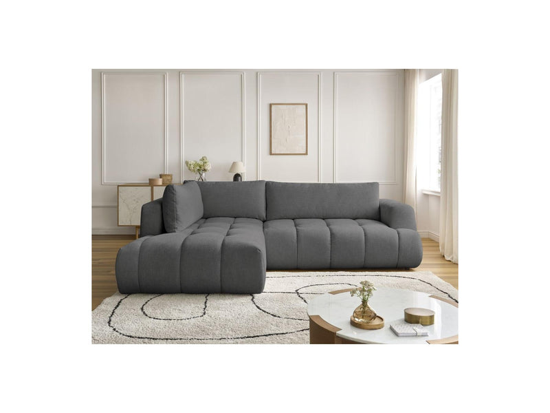 Canapé D'Angle L Convertible - Fuji - Tissu Lisse - Angle Gauche