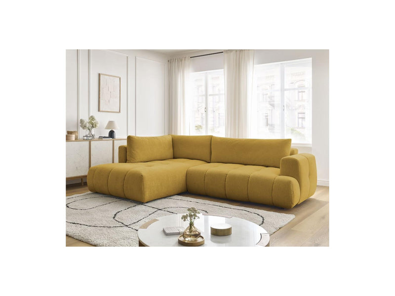 Canapé D'Angle L Convertible - Fuji - Tissu Lisse - Angle Gauche