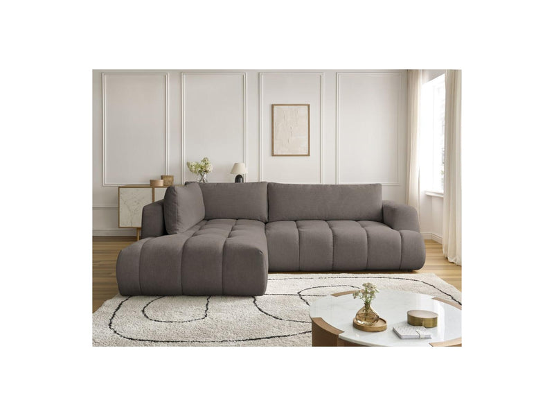 Canapé D'Angle L Convertible - Fuji - Tissu Lisse - Angle Gauche