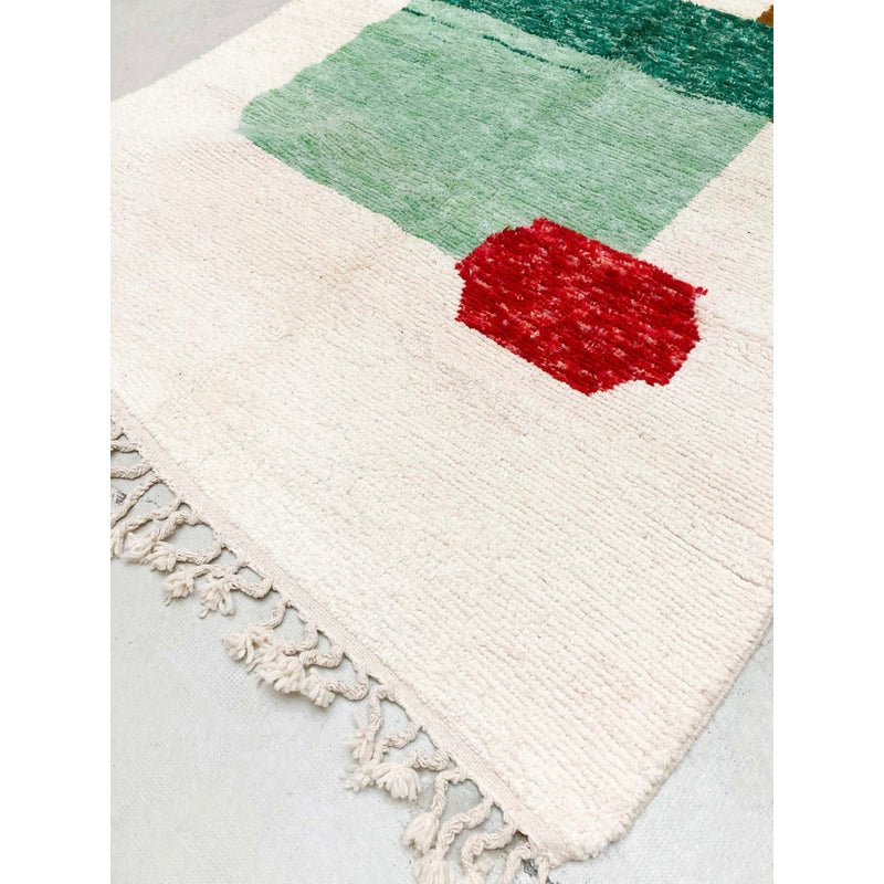 Tapis Berbère Marocain Beni Ouarain - Ecru À Motifs Colorés