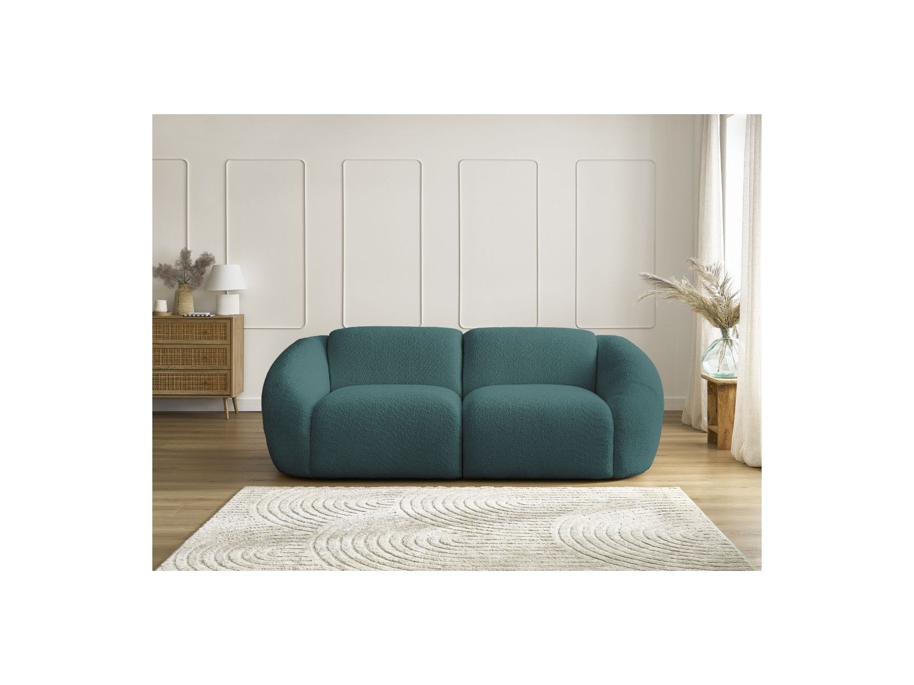 Fixed Straight 2-Seater Sofa - Tina - Bouclé Fabric