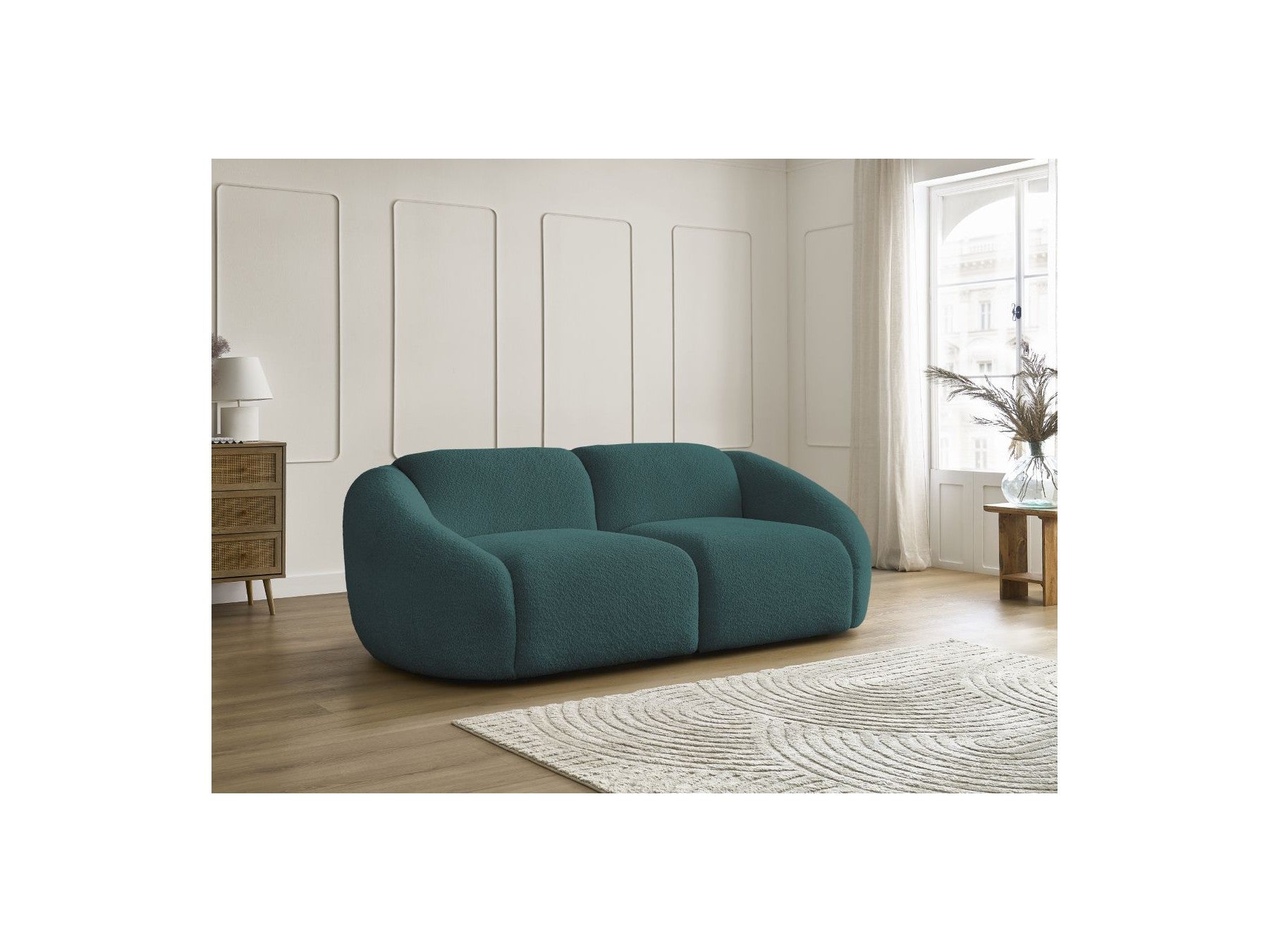 Fixed Straight 2-Seater Sofa - Tina - Bouclé Fabric