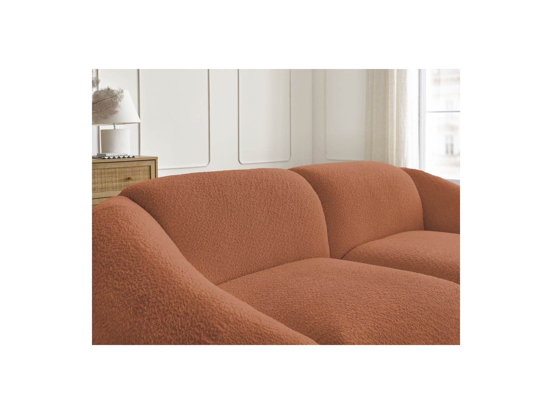 Fixed Straight 2-Seater Sofa - Tina - Bouclé Fabric