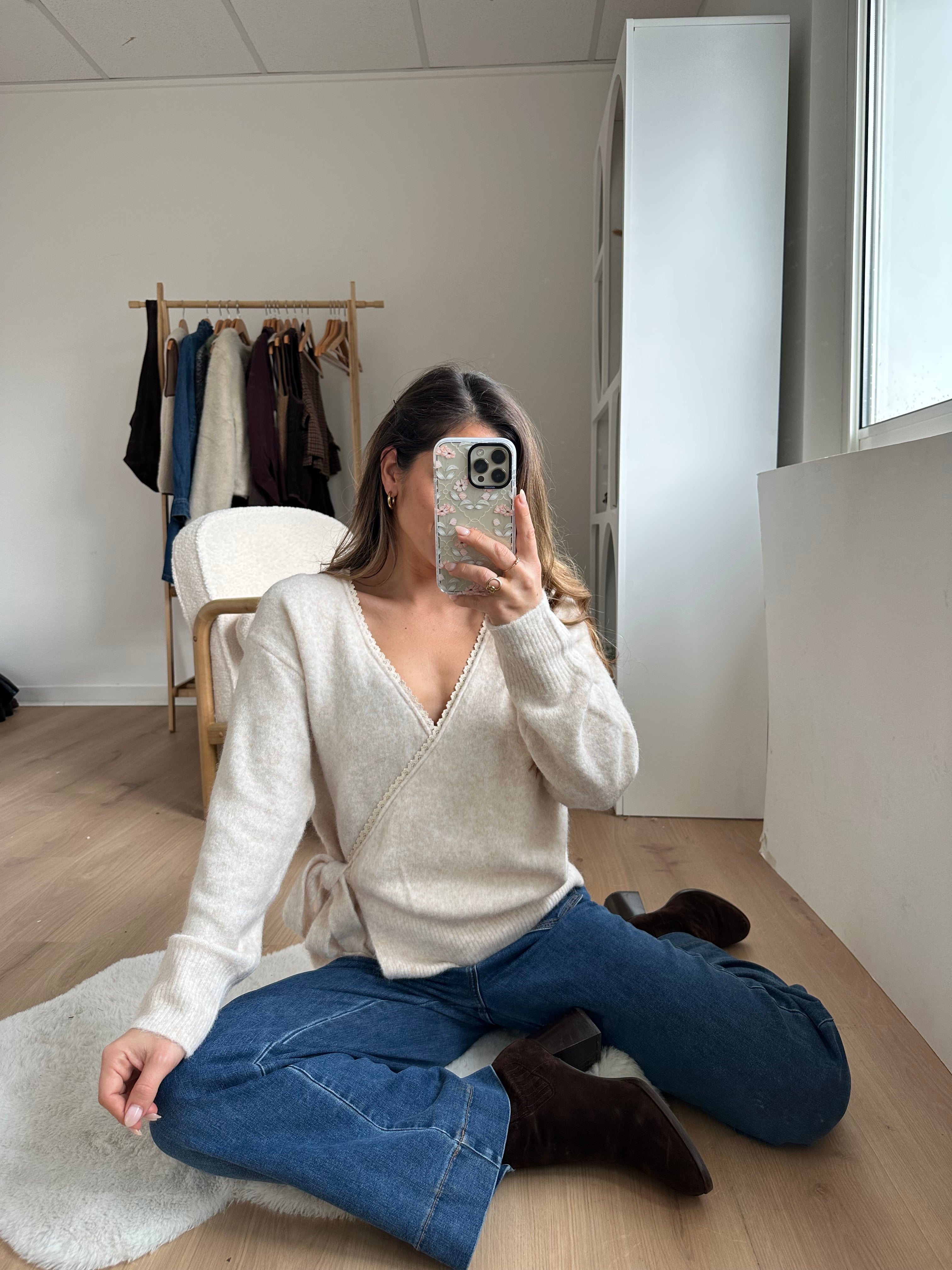 Cárdigan con lazo Chloé beige