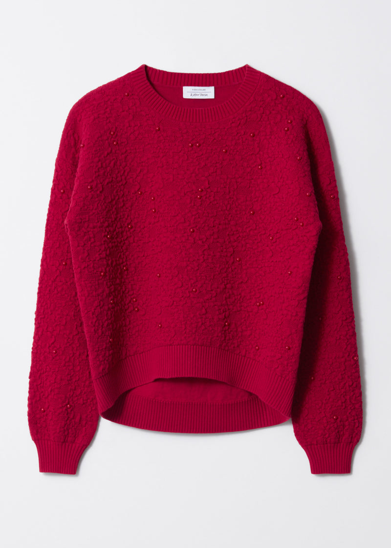 Jumper Pa Waffle Sweater - Red - Women