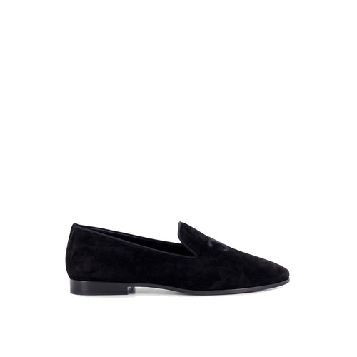 Mocassins Celine Velvet With Embroidered Triomphe Logo - Black - Homme