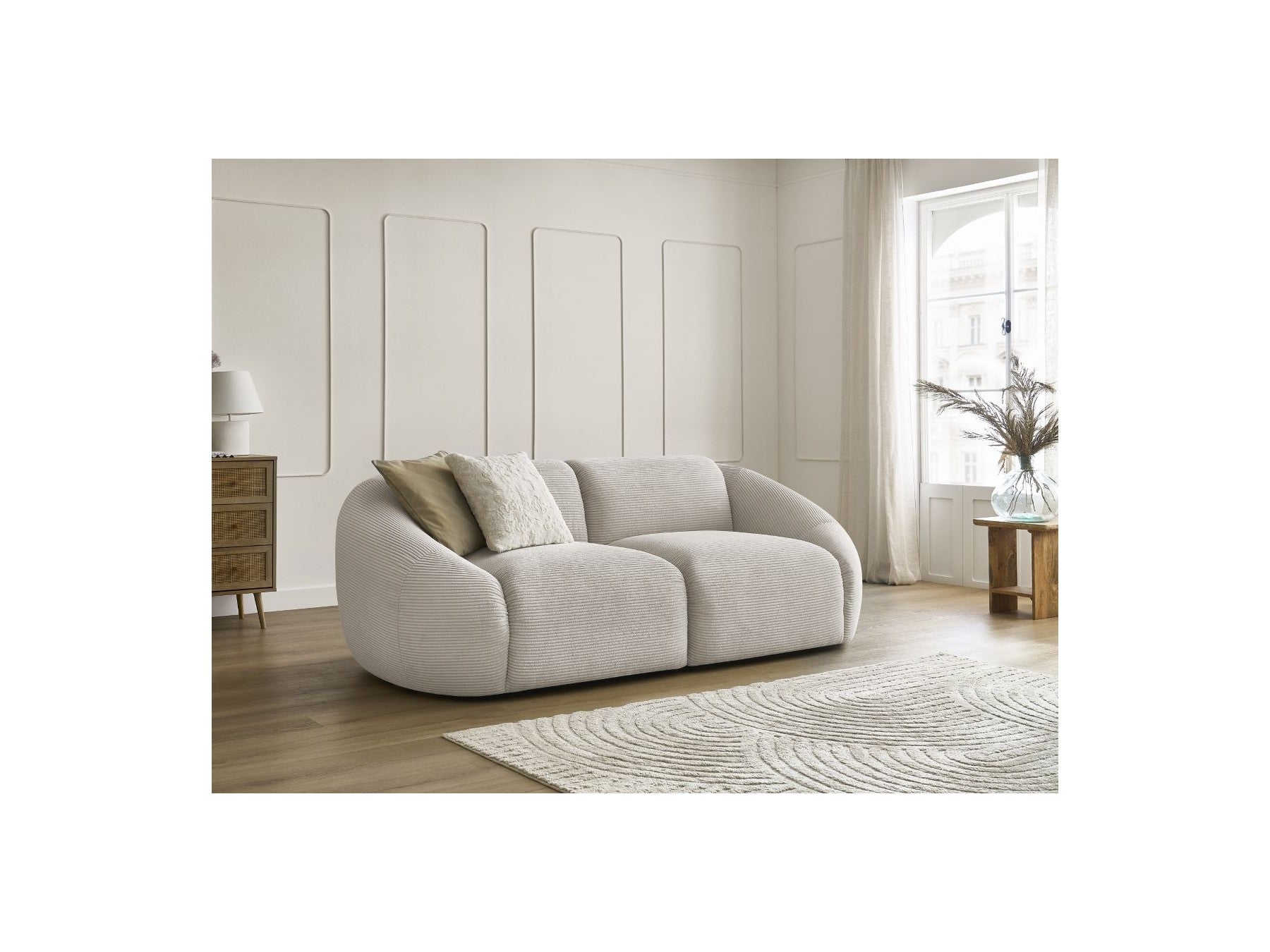 Fixed Straight 2-Seater Sofa - Tina - Corduroy
