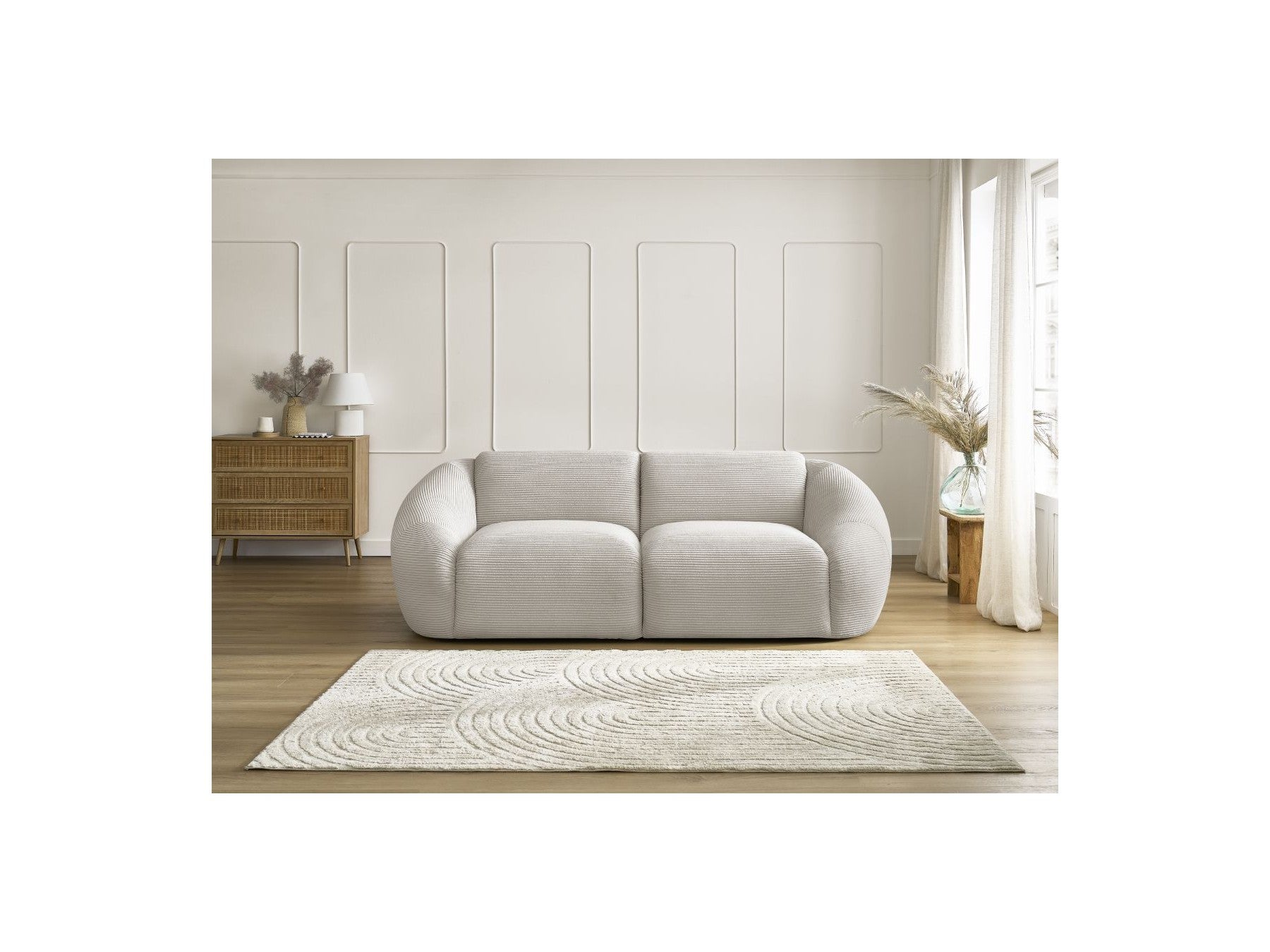 Fixed Straight 2-Seater Sofa - Tina - Corduroy