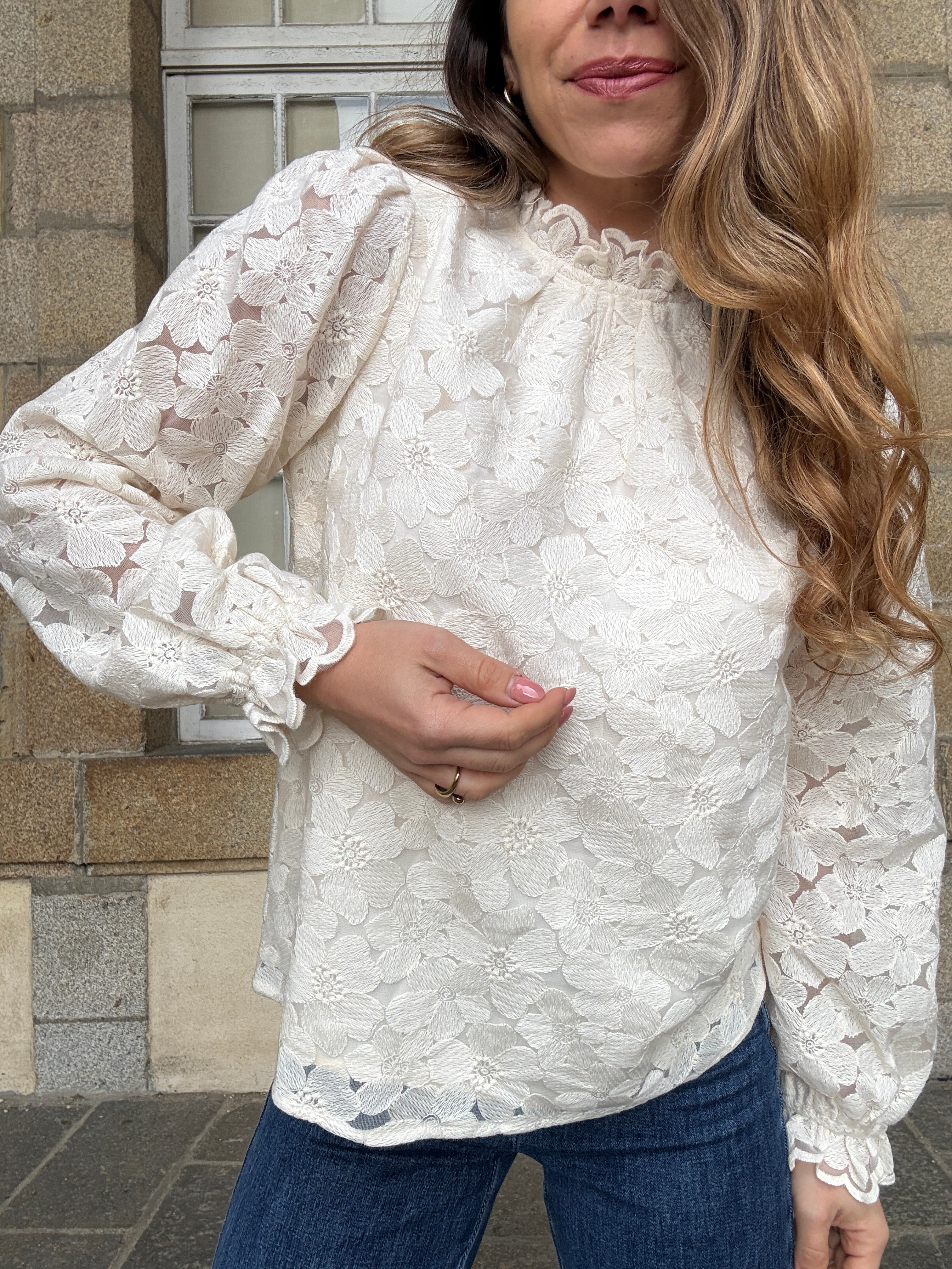 Alma Ecru Lace Blouse