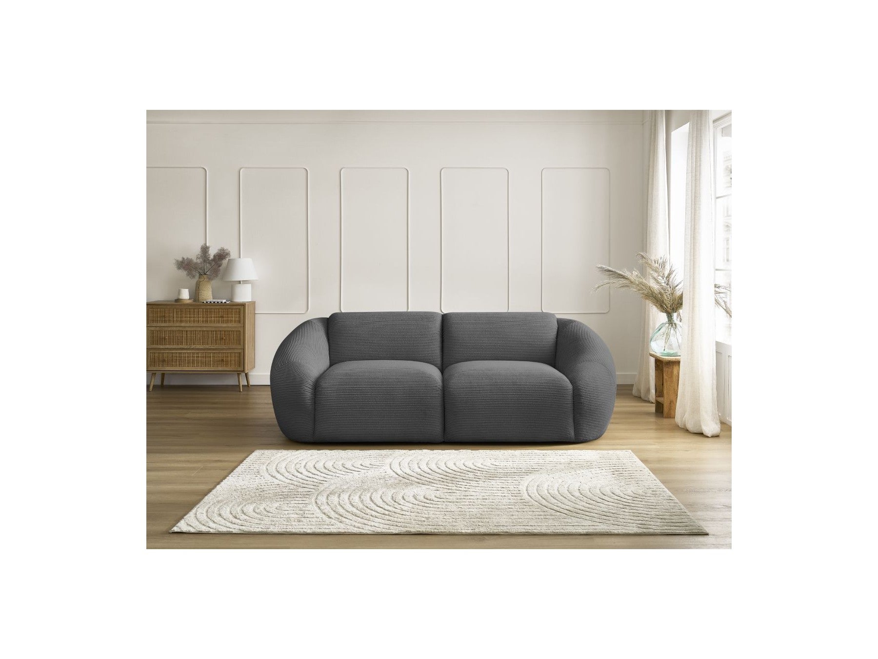 Fixed Straight 2-Seater Sofa - Tina - Corduroy