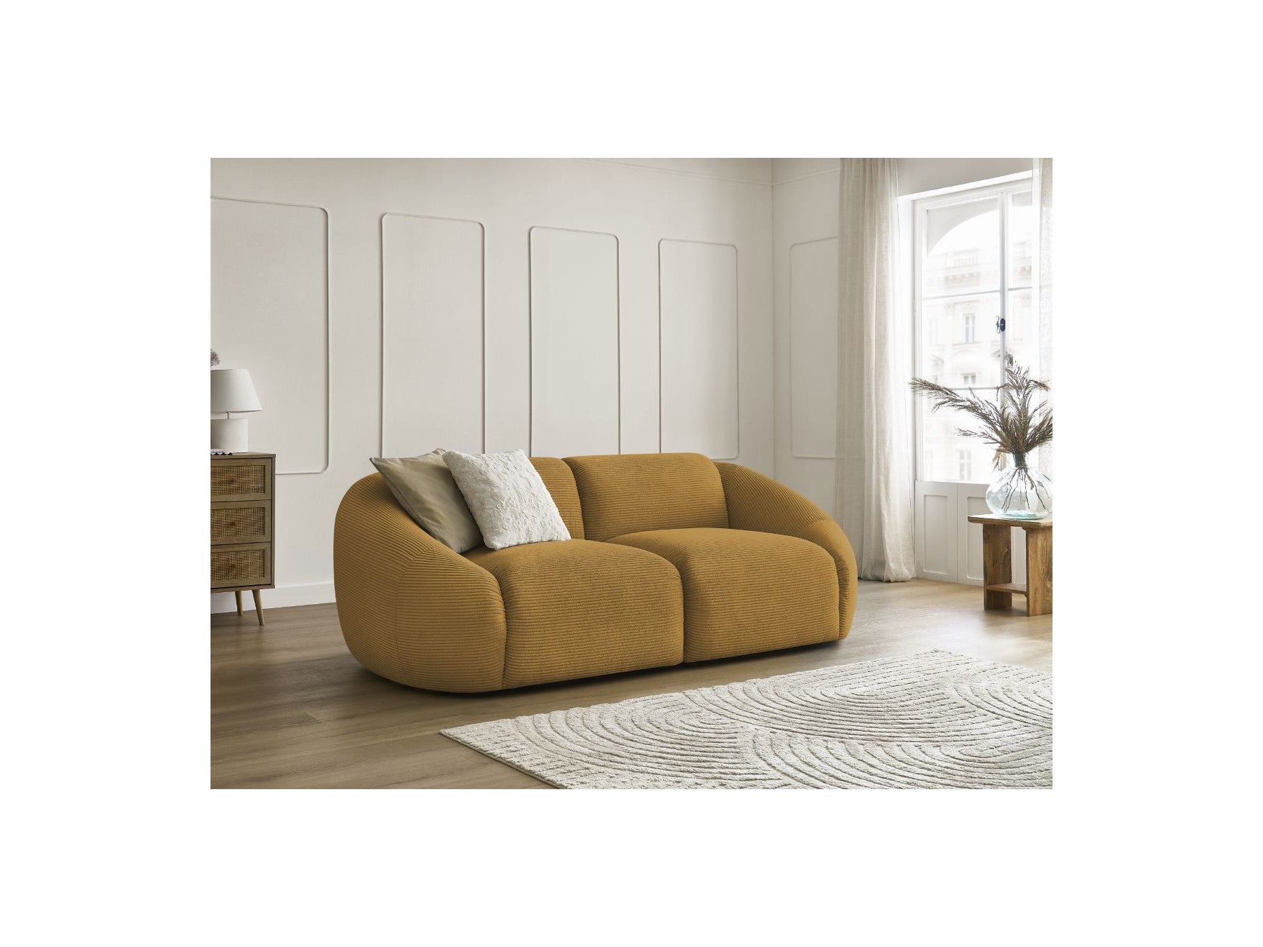 Fixed Straight 2-Seater Sofa - Tina - Corduroy