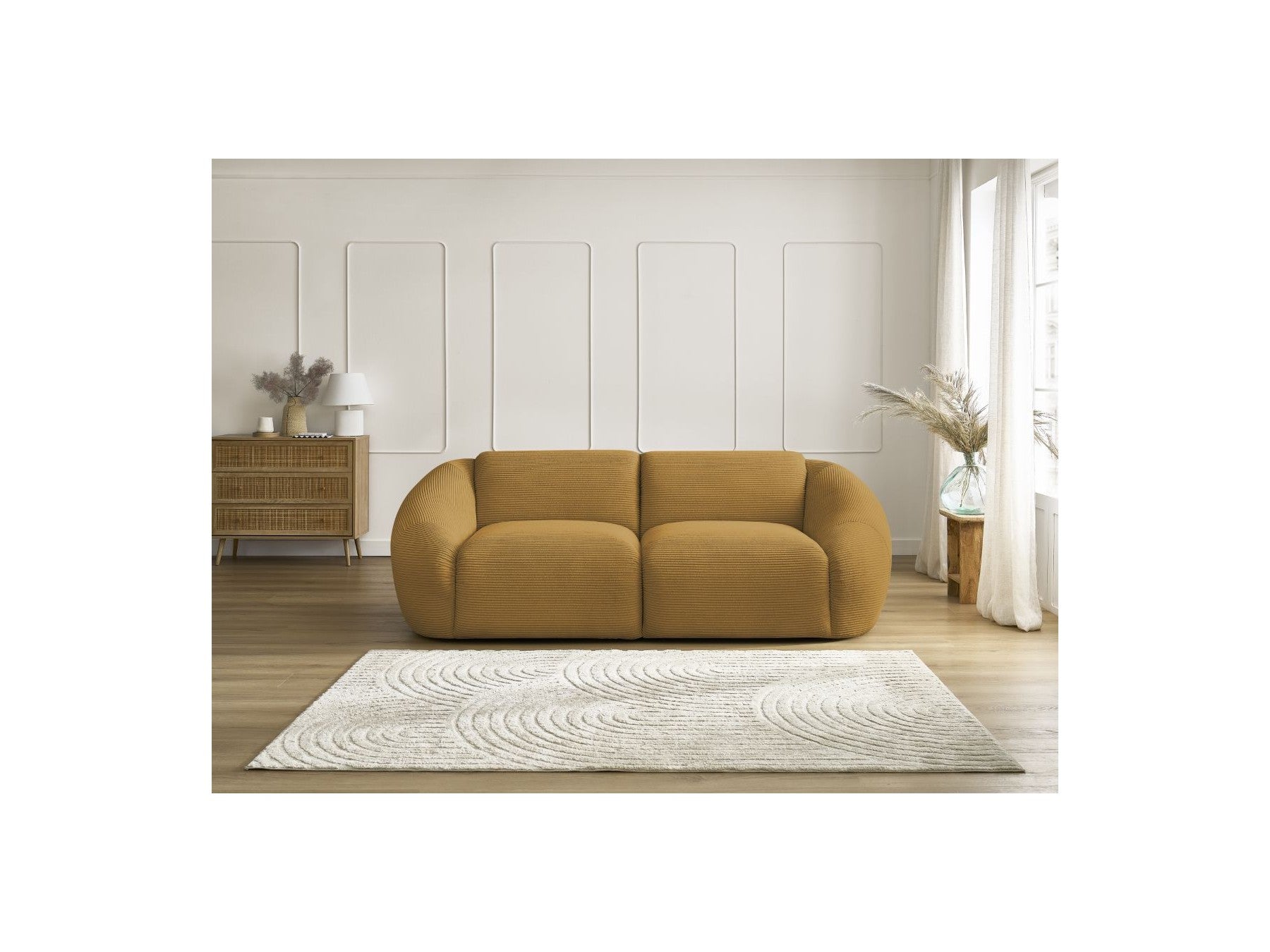 Fixed Straight 2-Seater Sofa - Tina - Corduroy
