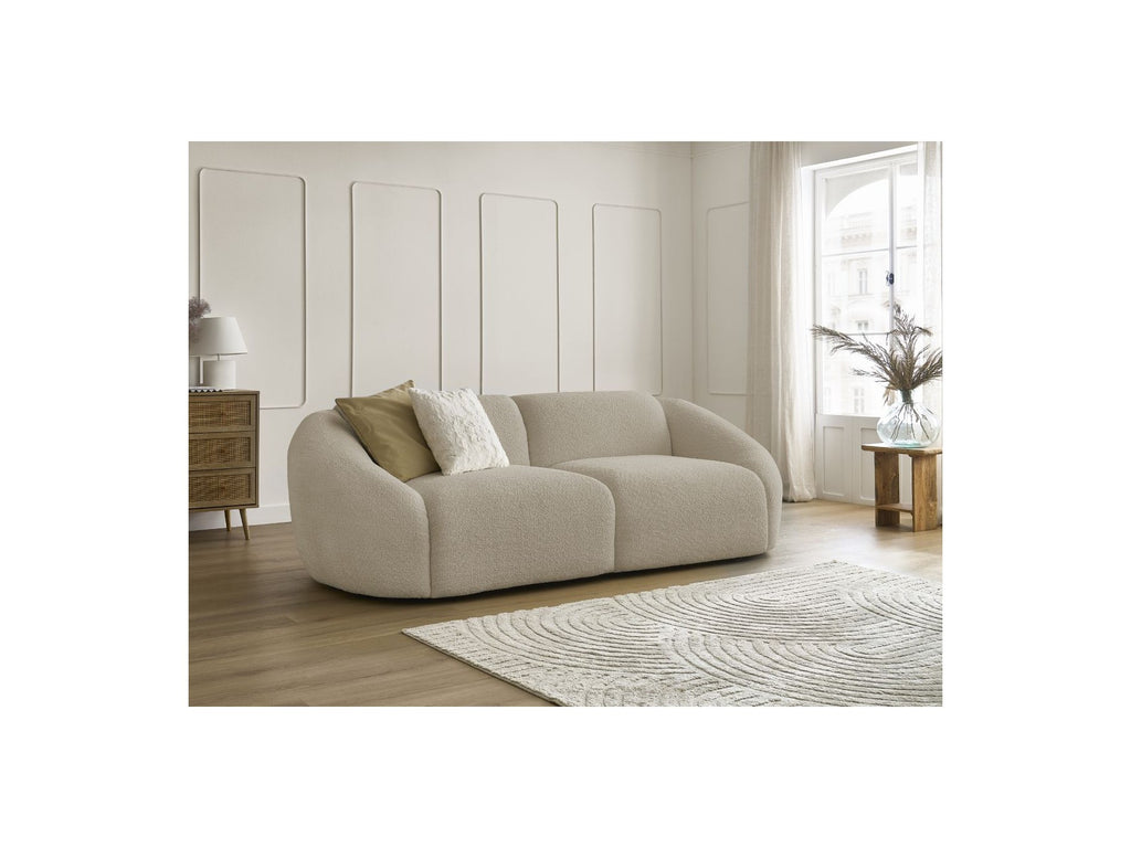 Fixed Straight 3-Seater Sofa - Tina - Bouclé Fabric