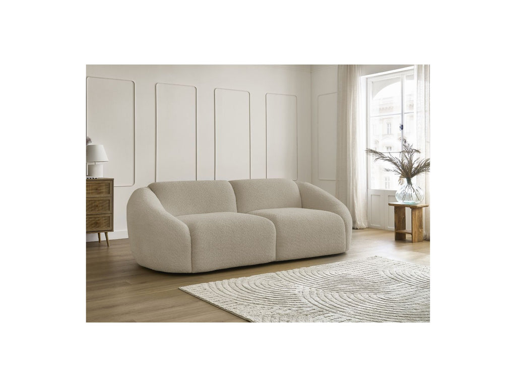 Fixed Straight 3-Seater Sofa - Tina - Bouclé Fabric