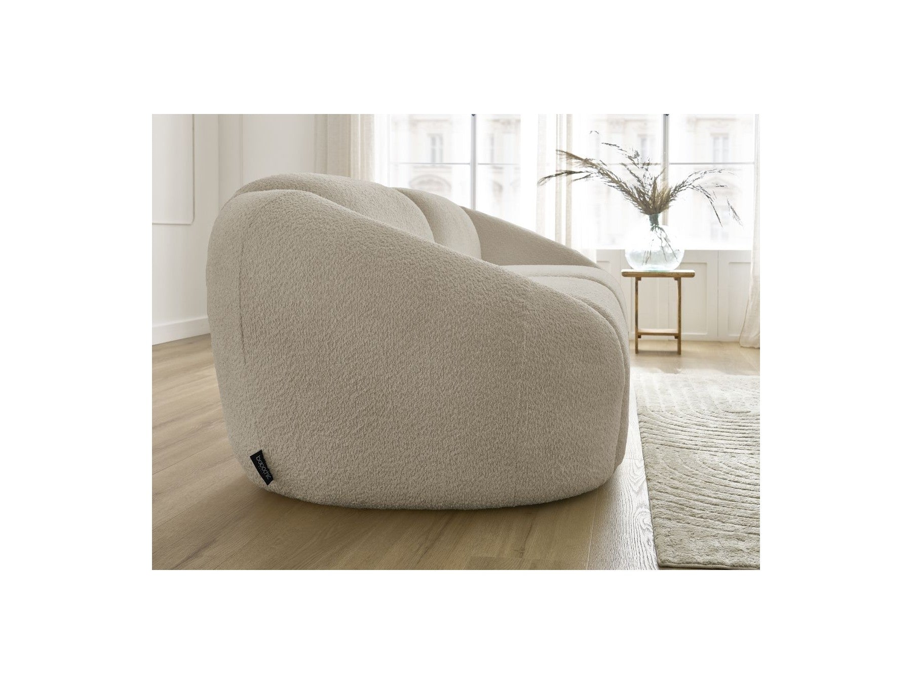 Fixed Straight 3-Seater Sofa - Tina - Bouclé Fabric