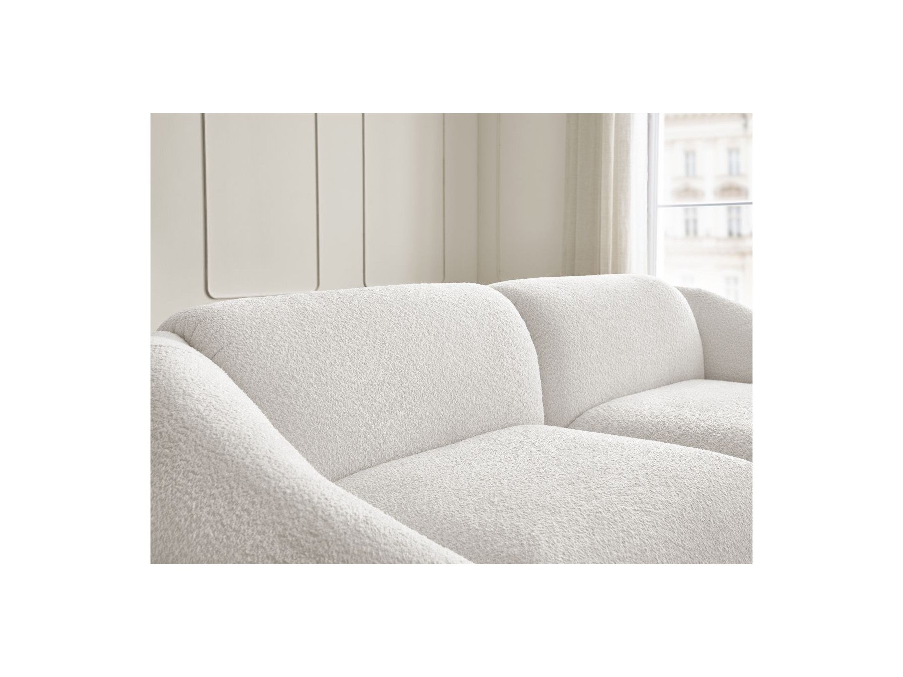 Fixed Straight 3-Seater Sofa - Tina - Bouclé Fabric