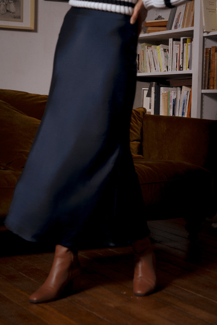 Skirt Pink Satin Navy