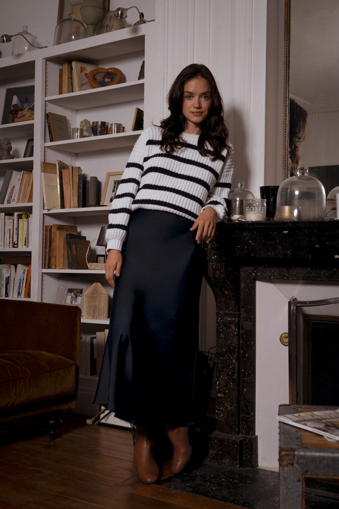 Skirt Pink Satin Navy