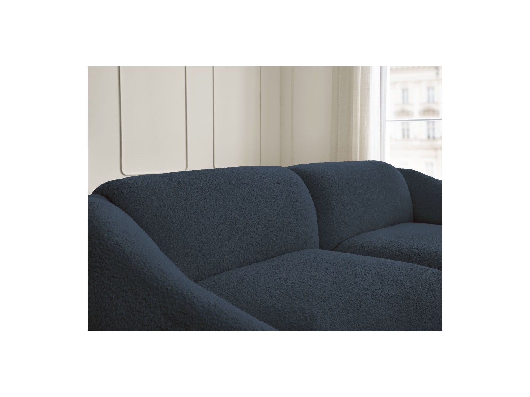 Fixed Straight 3-Seater Sofa - Tina - Bouclé Fabric