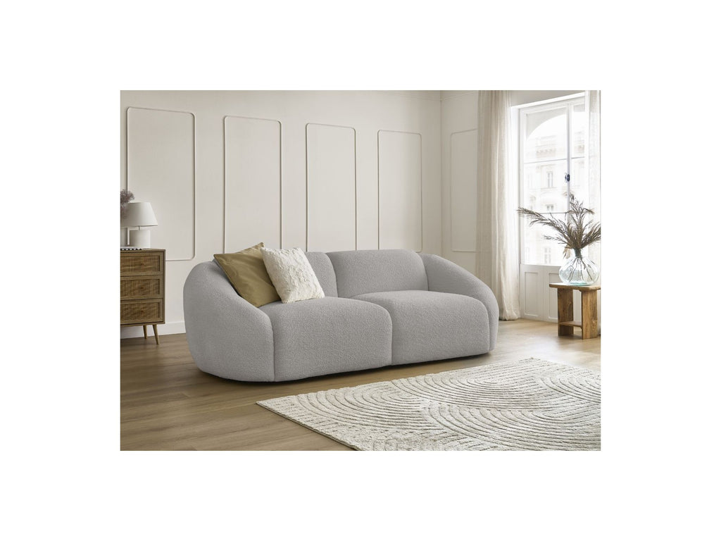 Fixed Straight 3-Seater Sofa - Tina - Bouclé Fabric
