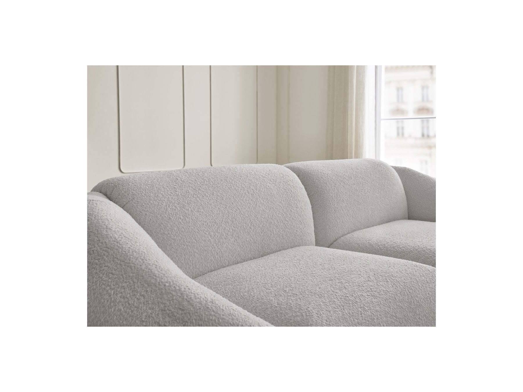 Fixed Straight 3-Seater Sofa - Tina - Bouclé Fabric